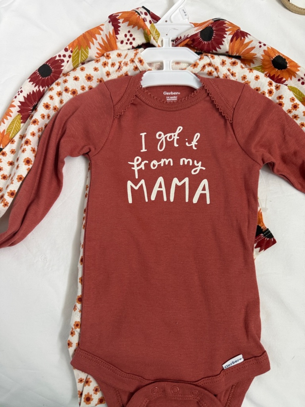 Gerber Rust Brown Baby Bodysuit with Cream Lettering